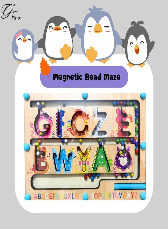 G.FIDEL Magnetic Bead Maze | Color Sorting |Counting Board | Early Education Puzzle Board | Cognitive Rainbow Beads,Wooden Magnetic Color Maze with Stick Inside for Kids Fun&Play - Image 3
